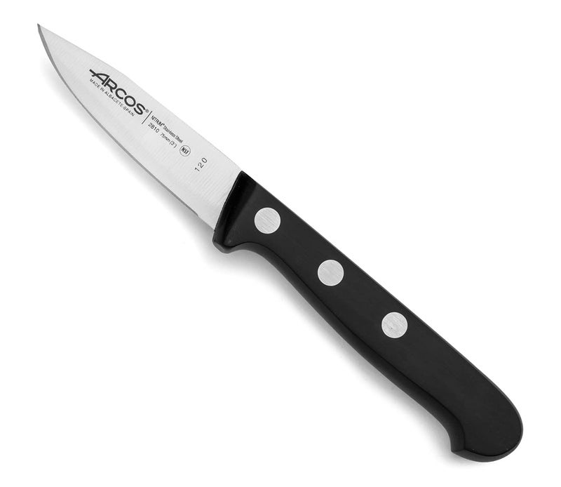 Arcos Rivet Paring Knife 3 Inch Stainless Steel. Kitchen Knife for Peeling Fruits and Vegetables. Ergonomic Polyoxymethylene Handle and 75mm Blade. Series Universal. Color Black - Image 1